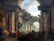 Hubert Robert Imaginary View of the Grand Gallery of the Louvre in Ruins oil painting artist